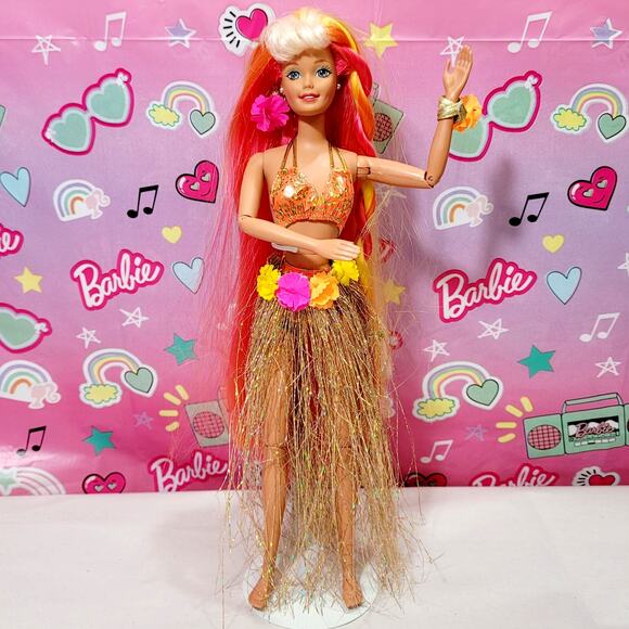 Hula Hair Barbie Doll in Grass Skirt Bikini 1996 Mattel #17047 - Picture 1 of 7